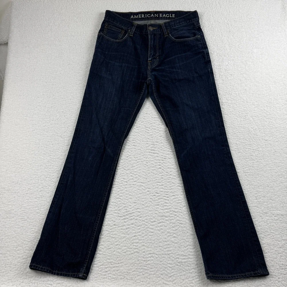 American Eagle Original Straight Jeans Mens 32x34 Blue Denim Cotton